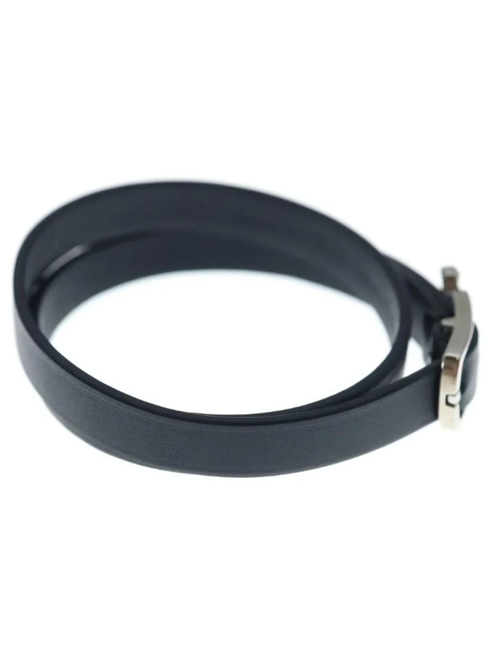 Louis Vuitton Bracelet Neogram Leather Black Silver 19